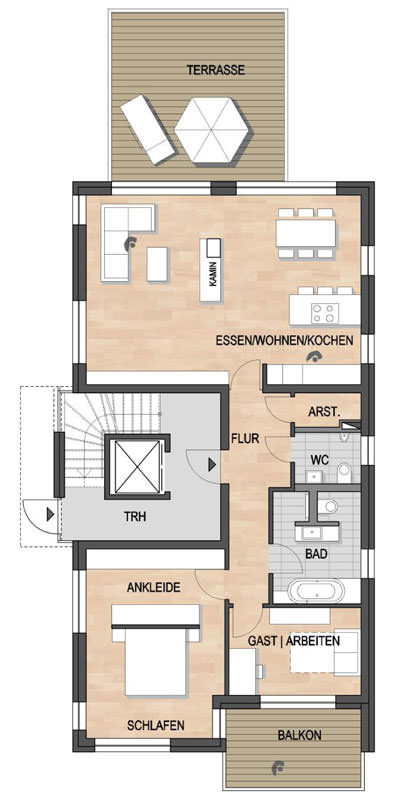 Les Suites – wohin am Rotenbühl Haus 2 Grundriss Erdgeschoss