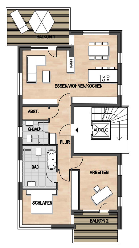Les Suites – wohin am Rotenbühl Haus 1 Grundriss 1. OG