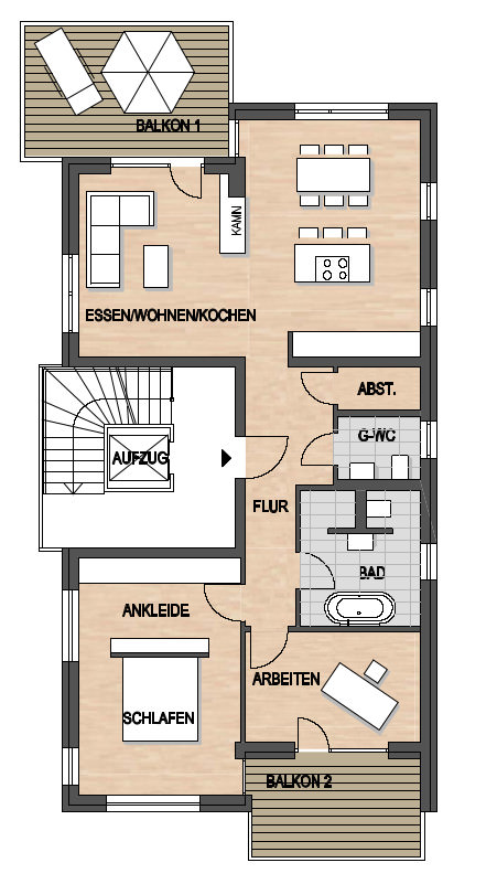 Les Suites – wohin am Rotenbühl Haus 2 Grundriss 1. OG