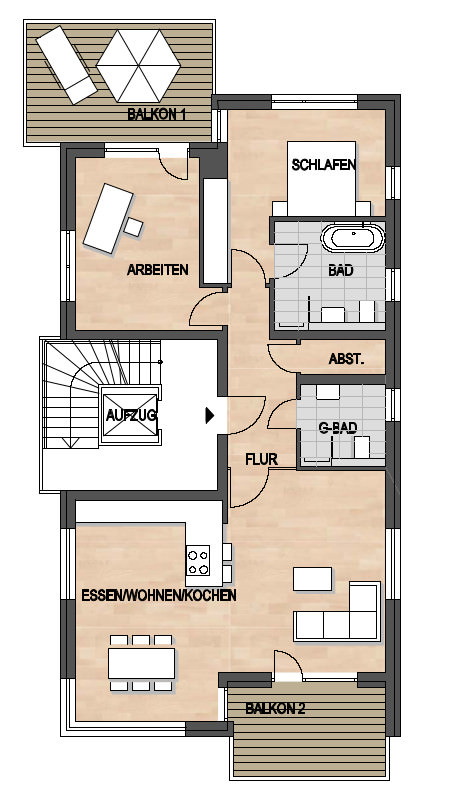 Les Suites – wohin am Rotenbühl Haus 2 Grundriss 2. Obergeschoss